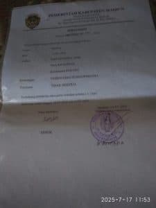 Surat keterangan sakit Mbah Sinem dari Puskesmas Mlilir. (Foto : dok. keluarga Sinem)